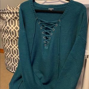 Criss cross tie sweater
